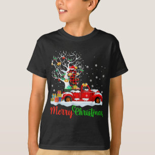 Seahorse On Red Truck Christmas Pajama Funny Xmas  T-Shirt