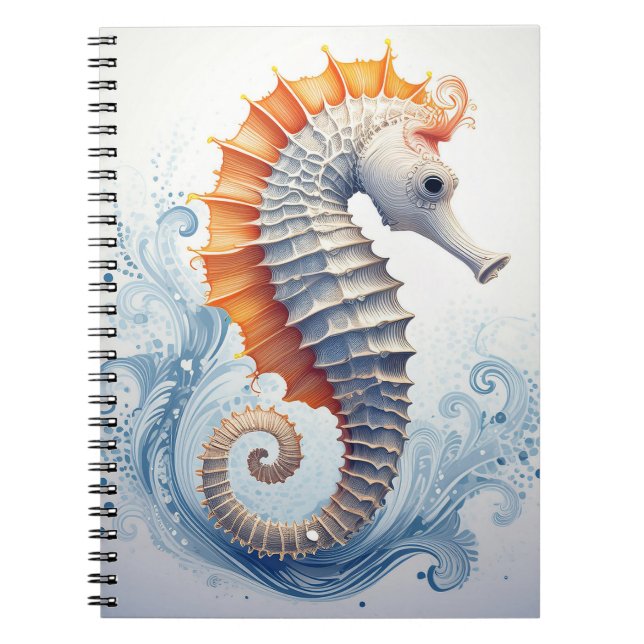 Seahorse on the ocean waves notebook (Front)