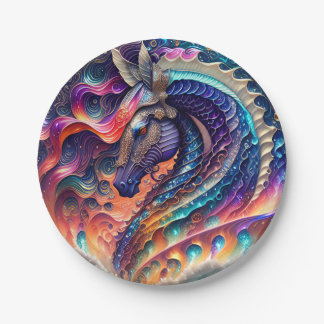 Seahorse Party Plate, Birthday, Girls Party Paper Plate