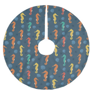 Seahorse Pattern Brushed Polyester Tree Skirt