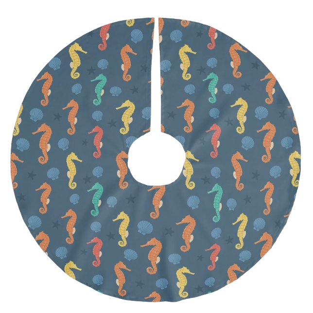 Seahorse Pattern Brushed Polyester Tree Skirt (Front)