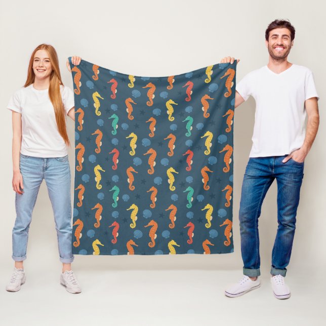 Seahorse Pattern Fleece Blanket (In Situ)
