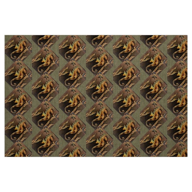 Seahorse Pattern in Copper colours Fabric (Fat Quarter)