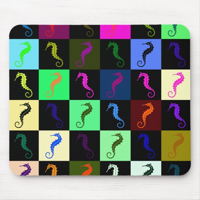 Seahorse Pattern Multicoloured Mouse Pad (Front)