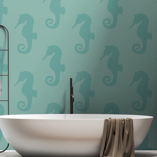 Seahorse Pattern Nautical Sea Green Wallpaper (Seahorse wallpaper just for you)
