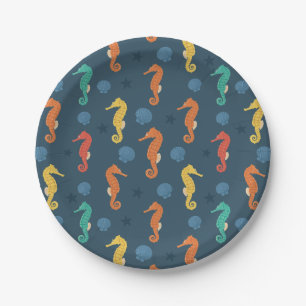 Seahorse Pattern Paper Plate