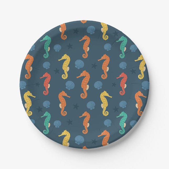 Seahorse Pattern Paper Plate (Front)