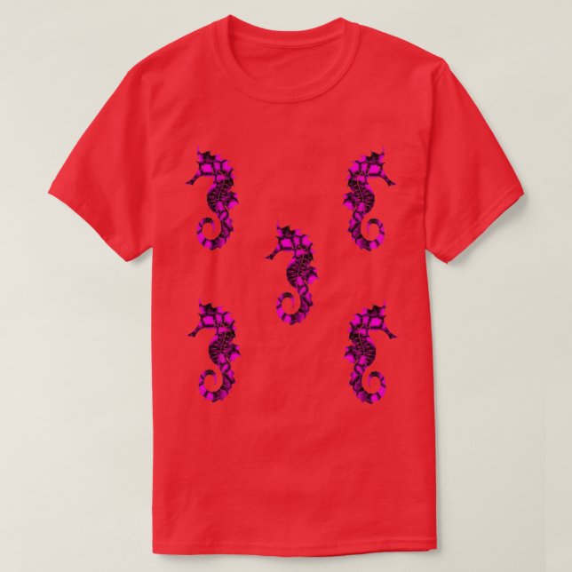 Seahorse Pink Marble Sticker Magnet Pack Cool Styl T-Shirt (Design Front)