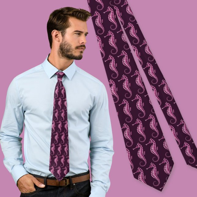 Seahorse Pink Pattern Tie (Creator Uploaded)
