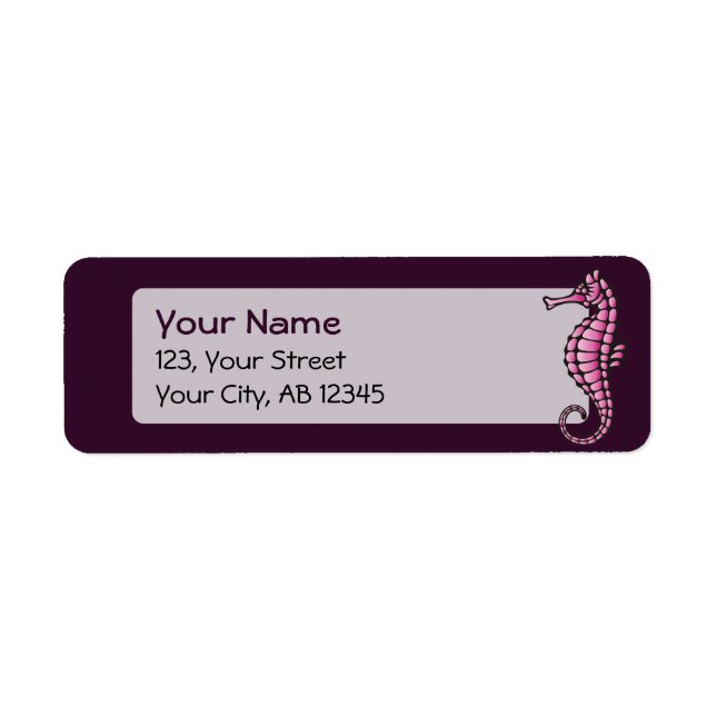 Seahorse Pink Return Address Label (Front)