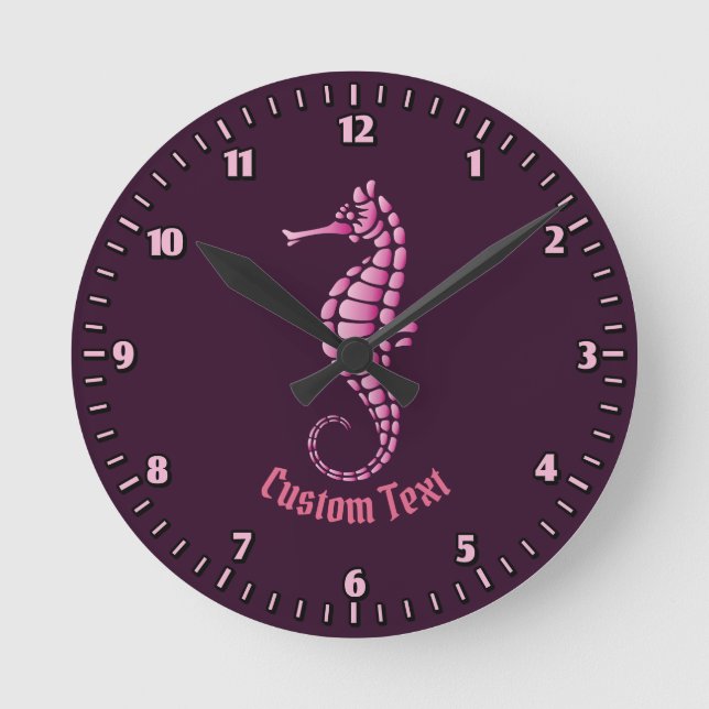 Seahorse Pink Round Clock (Front)