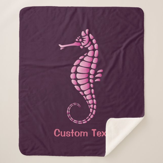 Seahorse Pink Sherpa Blanket (Front)