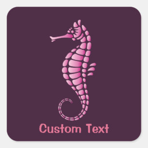 Seahorse Pink Square Sticker