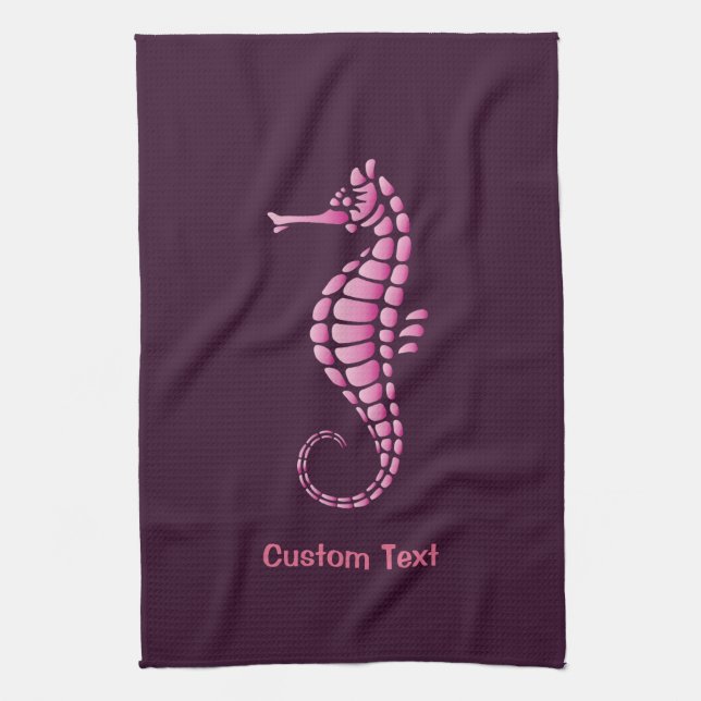 Seahorse Pink Tea Towel (Vertical)
