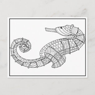 Seahorse Postcard - Colouring Card