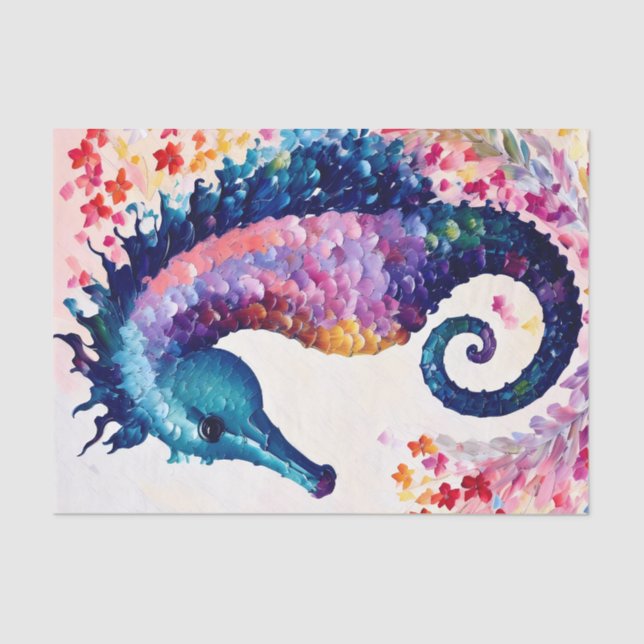 Seahorse Rainbow Floral Art Tissue Paper (Front)