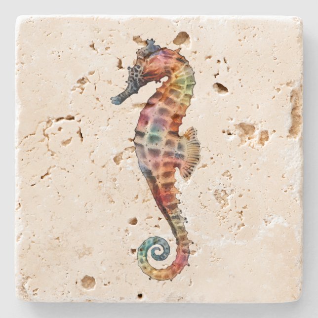 Seahorse Rainbow Stone Coaster (Front)