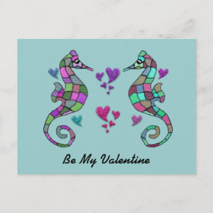 Seahorse Rainbow Valentines Postcards
