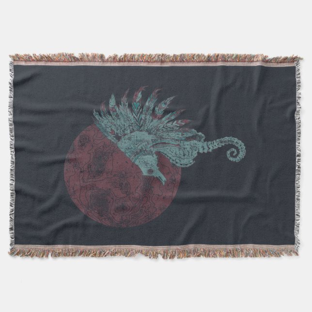 seahorse red moon throw blanket (Front)