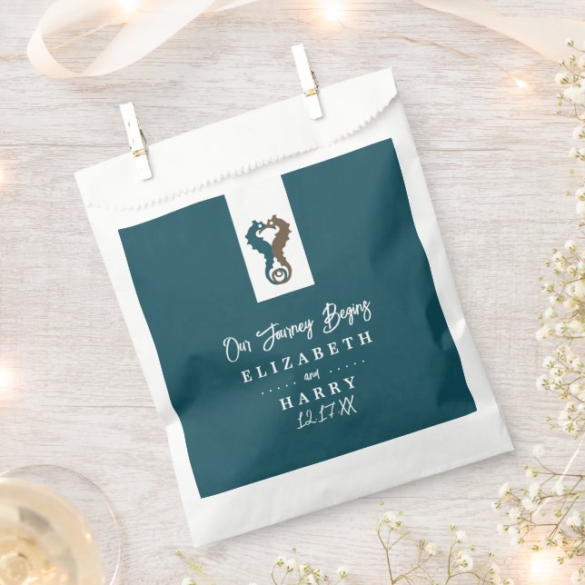 Seahorse Romance, Beach Wedding Favour Bag (Clipped)