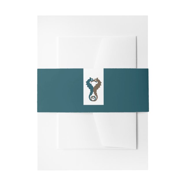 Seahorse Romance, Beach Wedding Invitation Belly Band (Front Example)