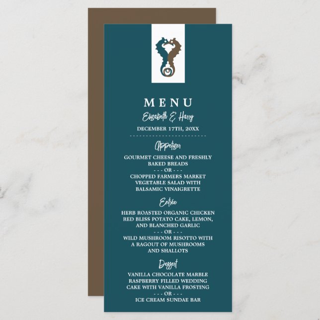 Seahorse Romance, Beach Wedding Menu (Front/Back)