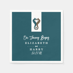 Seahorse Romance, Beach Wedding Napkin