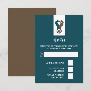 Seahorse Romance, Beach Wedding RSVP Card