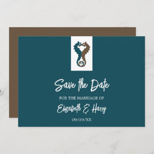 Seahorse Romance, Beach Wedding Save The Date