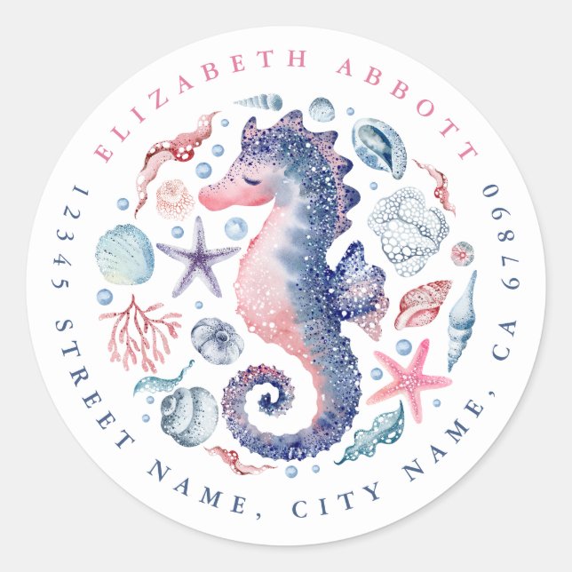 Seahorse Round Stickers (Front)