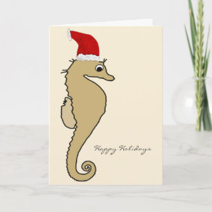 Seahorse Santa Christmas Holiday Card