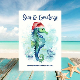 Seahorse Santa Seas & Greetings Nautical Christmas Holiday Card