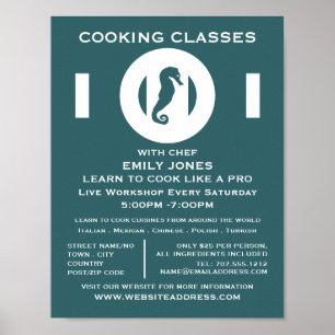 Seahorse, Seafood, Cooking Classes Advertising Poster