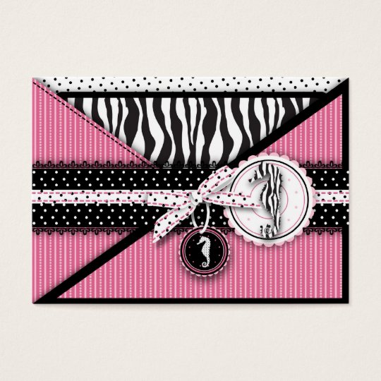 Seahorse Sensation Pink Thank You Notecard Business Card