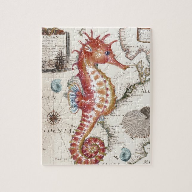 Seahorse Shabby Jigsaw Puzzle (Vertical)