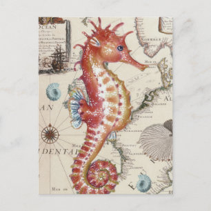 Seahorse Shabby Postcard