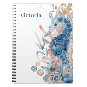 Seahorse shell under the sea Blue Birthday For Kid Notebook