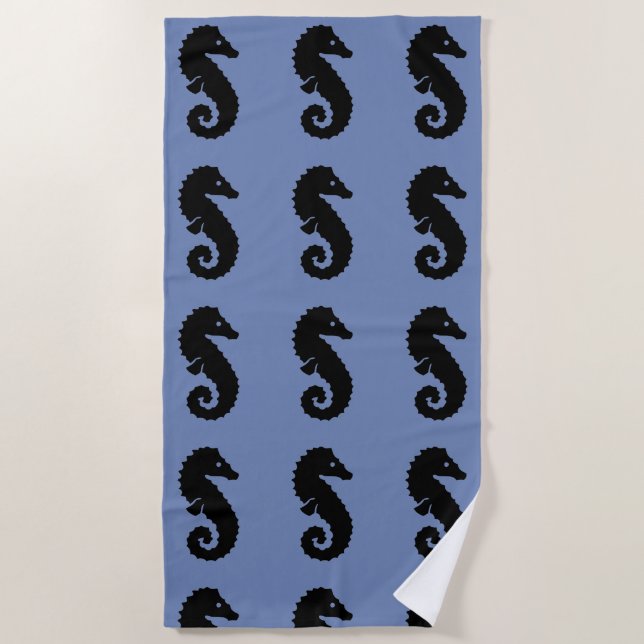 Seahorse Silhouette Beach Towel (Front)