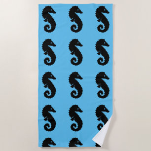 Seahorse Silhouette Beach Towel