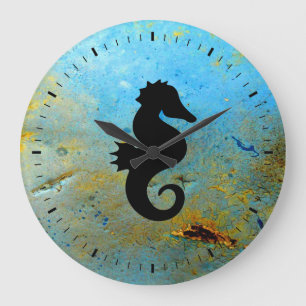 Seahorse Silhouette Large Clock