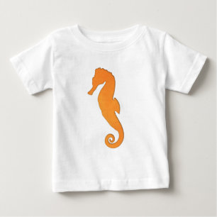 Seahorse silhouette orange nautical Infant T-shirt
