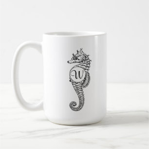 Seahorse Sketch Initial Mug