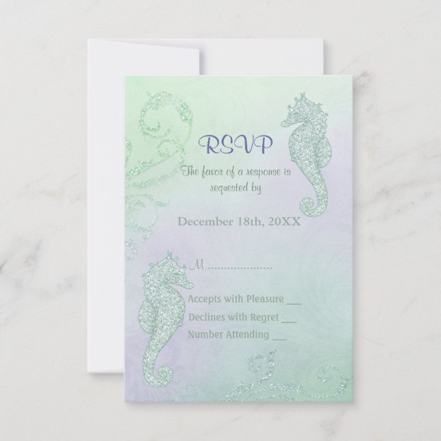 Seahorse Sparkle Wedding  - RSVP Card (Front)