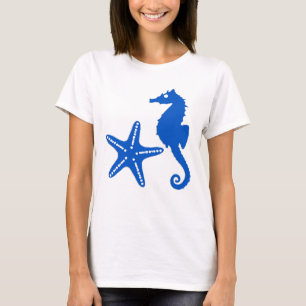 Seahorse & starfish - cobalt blue T-Shirt