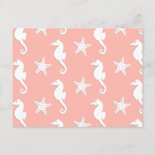 Seahorse & starfish - Light Coral Pink Postcard
