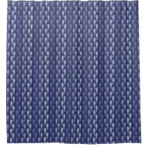 Seahorse Stripes Indigo Shower Curtain