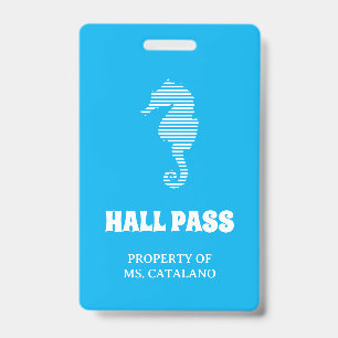 seahorse Teacher Hall Pass ID Badge