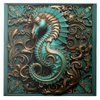 Seahorse Teal and Copper Marine Life Aquatic