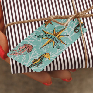 Seahorse Teal Ocean Animal Nautical Star Gift Tags