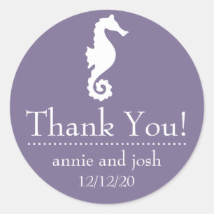 Seahorse Thank You Labels (Eggplant Purple)